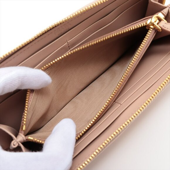 Prada Saffiano Studded Zippy Wallet Beige - Picture 8 of 9